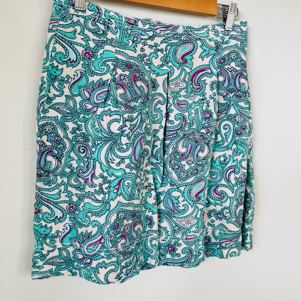LOFT Ann Taylor 4 Blue Pastel Paisley Linen Mini Skirt - Picture 5 of 9